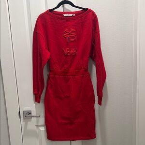 Vibrant Red Long Sleeve Dress